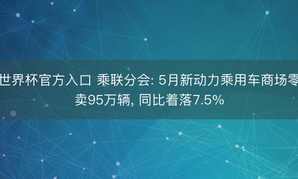 世界杯官方入口 乘联分会: 5月新动力乘用车商场零卖95万辆， 同比着落7.5%
