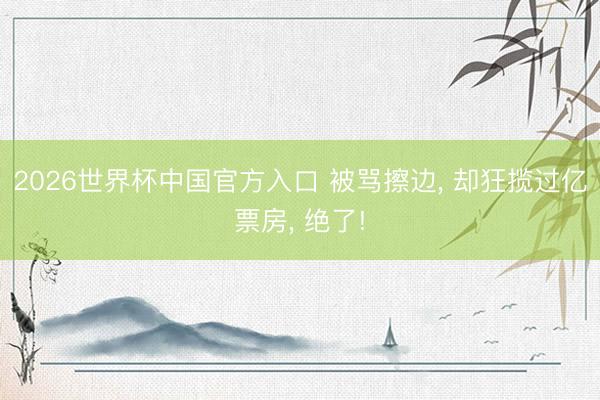 2026世界杯中国官方入口 被骂擦边， 却狂揽过亿票房， 绝了!