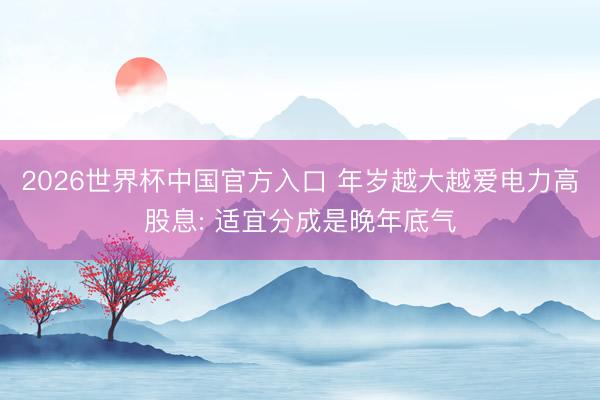 2026世界杯中国官方入口 年岁越大越爱电力高股息: 适宜分成是晚年底气