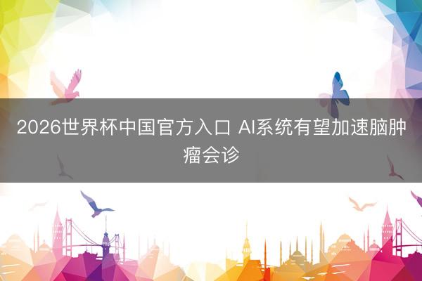 2026世界杯中国官方入口 AI系统有望加速脑肿瘤会诊
