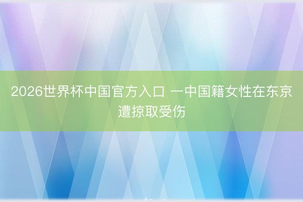 2026世界杯中国官方入口 一中国籍女性在东京遭掠取受伤