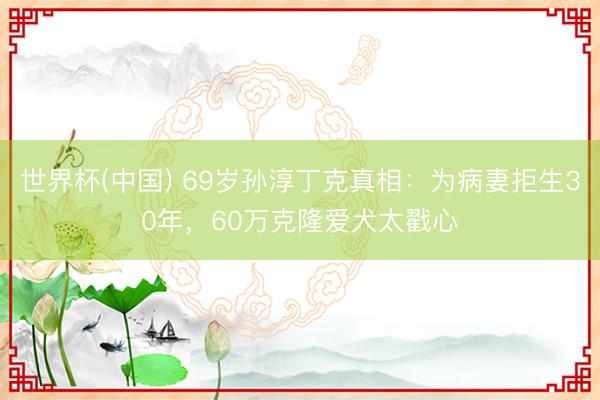 世界杯(中国) 69岁孙淳丁克真相：为病妻拒生30年，60万克隆爱犬太戳心