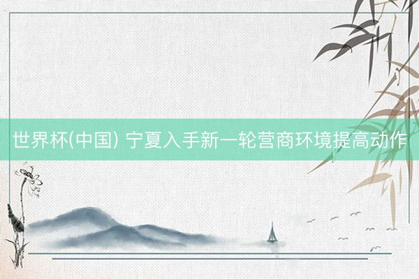 世界杯(中国) 宁夏入手新一轮营商环境提高动作