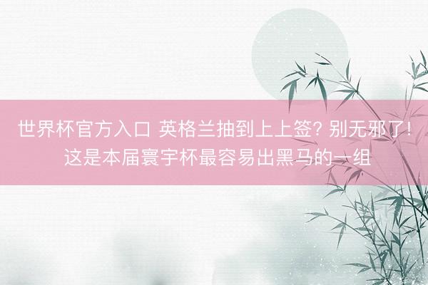 世界杯官方入口 英格兰抽到上上签? 别无邪了! 这是本届寰宇杯最容易出黑马的一组