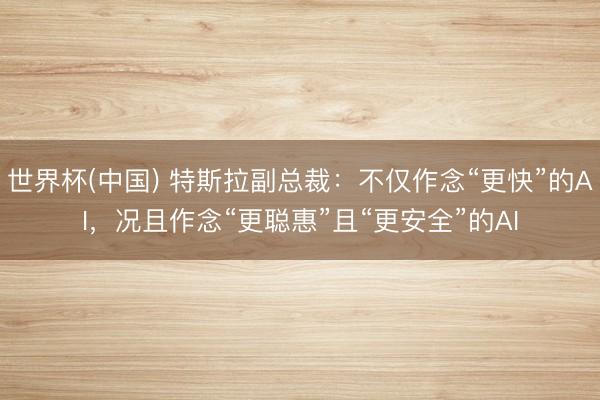 世界杯(中国) 特斯拉副总裁：不仅作念“更快”的AI，况且作念“更聪惠”且“更安全”的AI