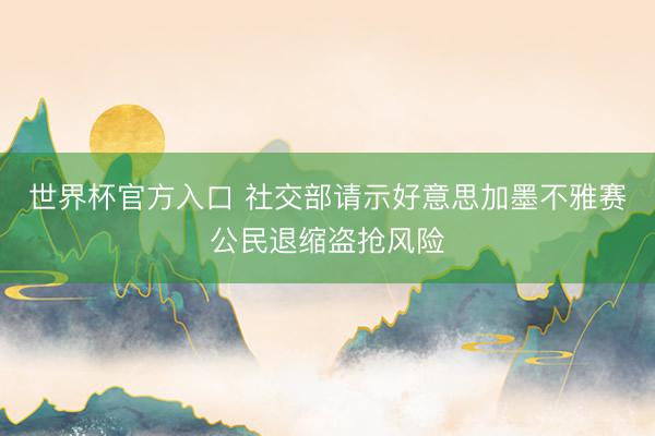 世界杯官方入口 社交部请示好意思加墨不雅赛公民退缩盗抢风险