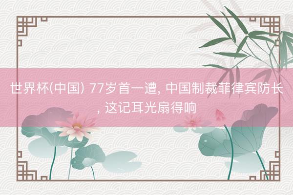 世界杯(中国) 77岁首一遭， 中国制裁菲律宾防长， 这记耳光扇得响